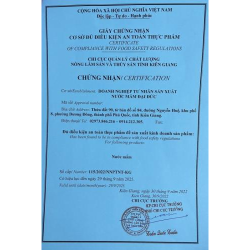 Các giấy chứng nhận