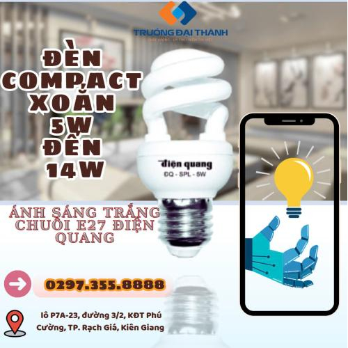 Đèn Compact Xoắn 26W Đuôi E27 Ánh Sáng Trắng Điện Quang (ĐQ-SPL-T4)