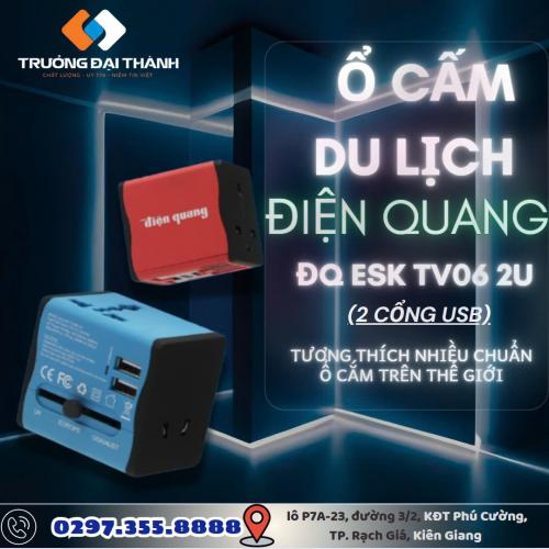 Ổ cắm du lịch Điện Quang ĐQ ESK TV06 2U ( 2 cổng USB )