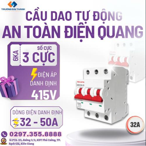 Cầu dao tự động, an toàn Điện Quang 3 cực, 6KA (32A, 40A, 50A, 63A)