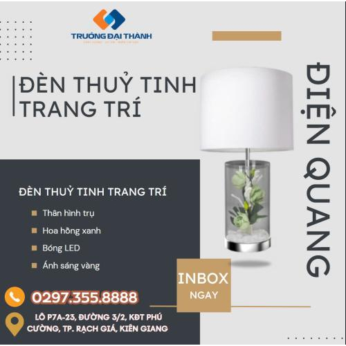 Đèn thủy tinh trang trí Điện Quang ĐQ DCL05G WW ( thân hình trụ, hoa hồng xanh, bóng LED, Ánh sáng vàng )