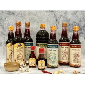 Nước Mắm Nhĩ Cá Cơm Truyền Thống Phú Quốc Hồng Hoa 40 Độ Đạm - Chai Thủy Tinh 60ml