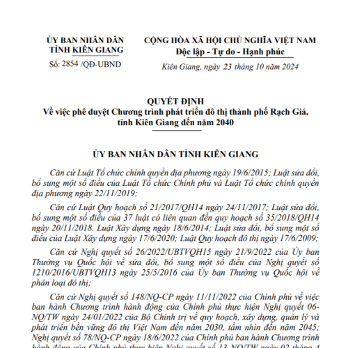 Công Bố Chương Trình Phát Triển Đô Thị Thành Phố Rạch Giá, Tỉnh Kiên Giang Đến Năm 2040