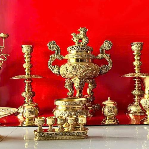 Bộ Lư Đồng Tai Mây Cao 60cm 13 Món