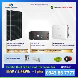 Combo Thiết Bị Điện Mặt Trời có lưu trữ 5kW/5.4kWh - 1 pha