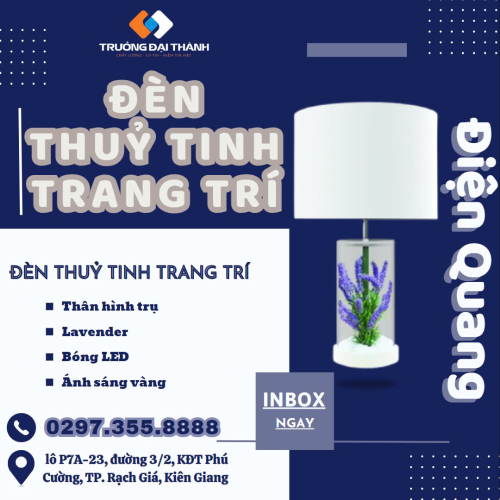 Đèn Thủy Tinh Trang Trí Điện Quang ĐQ DCL11 WW ( thân hình trụ, Lavender, bóng LED, Ánh sáng vàng )