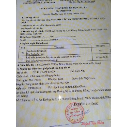 Hợp Tác Xã Dịch Vụ Nông Nghiệp Hiểu Phát